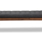 baxton studio linus mid century modern dark grey fabric upholstered and button tufted wood bench | Modish Furniture Store-3