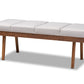 baxton studio larisa mid century modern grayish beige fabric upholstered wood bench | Modish Furniture Store-2