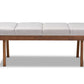 baxton studio larisa mid century modern grayish beige fabric upholstered wood bench | Modish Furniture Store-3