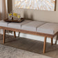 Baxton Studio Larisa Mid-Century Modern Grayish Beige Fabric Upholstered Wood Bench | Modishstore | Stools & Benches