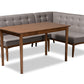 baxton studio arvid mid century modern gray fabric upholstered 3 piece wood dining nook set | Modish Furniture Store-2