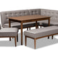 baxton studio arvid mid century modern gray fabric upholstered 5 piece wood dining nook set | Modish Furniture Store-2