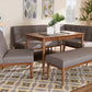 Baxton Studio Arvid Mid-Century Modern Gray Fabric Upholstered 5-Piece Wood Dining Nook Set | Modishstore | Dining Sets