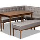 baxton studio arvid mid century modern gray fabric upholstered 4 piece wood dining nook set | Modish Furniture Store-2