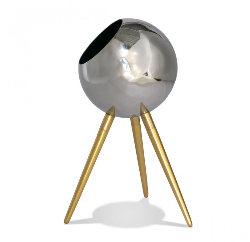 Standing 12.25"H Orb Planter Gold Leaf Design Group | Outdoor Planters, Troughs & Cachepots | Modishstore - 2