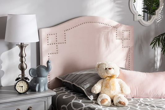 Baxton Studio Aubrey Modern and Contemporary Light Pink Velvet Fabric Upholstered Twin Size Headboard | Modishstore | Headboards