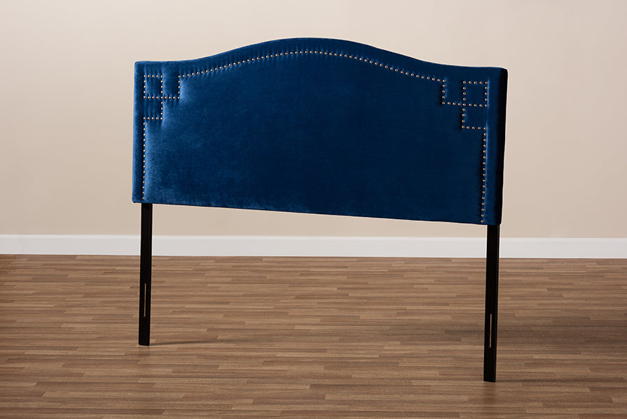 Baxton Studio Aubrey Modern and Contemporary Royal Blue Velvet Fabric Upholstered Queen Size Headboard | Headboards | Modishstore - 2