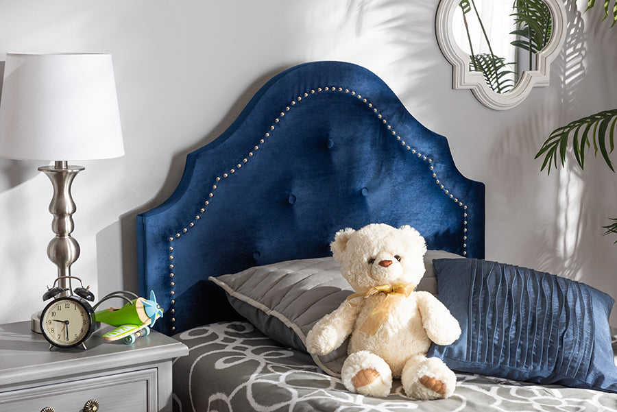 Baxton Studio Cora Modern and Contemporary Royal Blue Velvet Fabric Upholstered Twin Size Headboard | Modishstore | Headboards