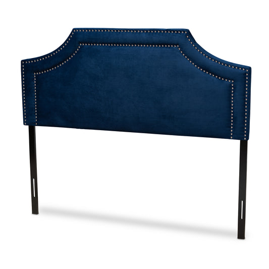 Baxton Studio Avignon Modern and Contemporary Navy Blue Velvet Fabric Upholstered Full Size Headboard | Headboards | Modishstore