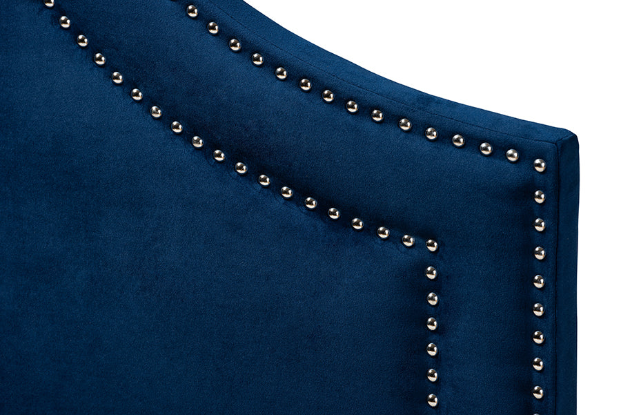 Baxton Studio Avignon Modern and Contemporary Navy Blue Velvet Fabric Upholstered Full Size Headboard | Headboards | Modishstore - 4