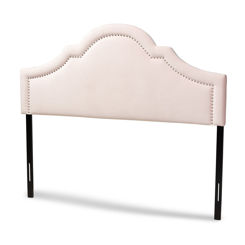Baxton Studio Rita Modern and Contemporary Light Pink Velvet Fabric Upholstered King Size Headboard | Headboards | Modishstore