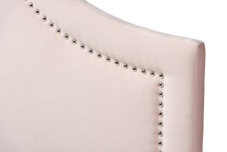 Baxton Studio Rita Modern and Contemporary Light Pink Velvet Fabric Upholstered Queen Size Headboard | Headboards | Modishstore - 4