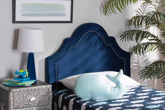 Baxton Studio Rita Modern and Contemporary Navy Blue Velvet Fabric Upholstered Twin Size Headboard | Modishstore | Headboards