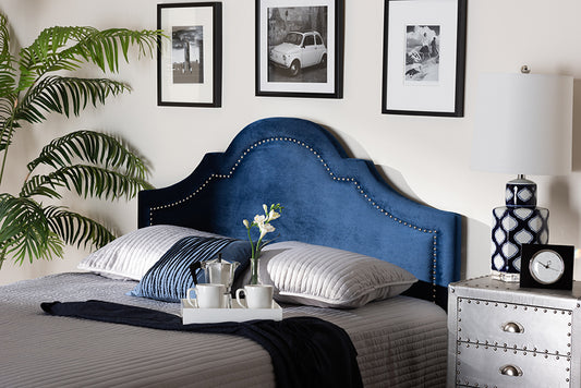 Baxton Studio Rita Modern and Contemporary Navy Blue Velvet Fabric Upholstered Queen Size Headboard | Modishstore | Headboards