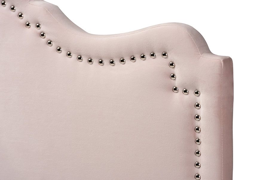Baxton Studio Nadeen Modern and Contemporary Light Pink Velvet Fabric Upholstered Queen Size Headboard | Headboards | Modishstore - 5