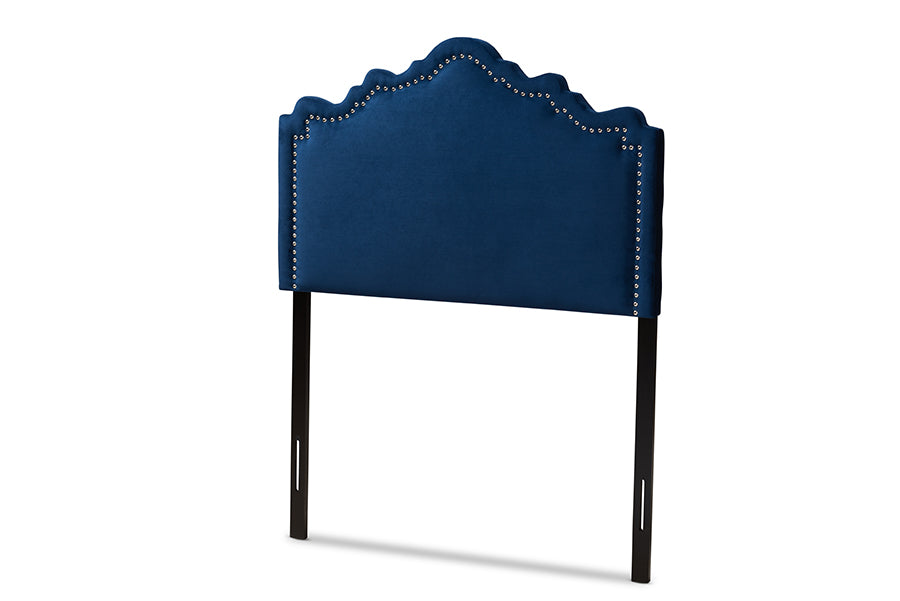 baxton studio nadeen modern and contemporary royal blue velvet fabric upholstered twin size headboard | Modish Furniture Store-2