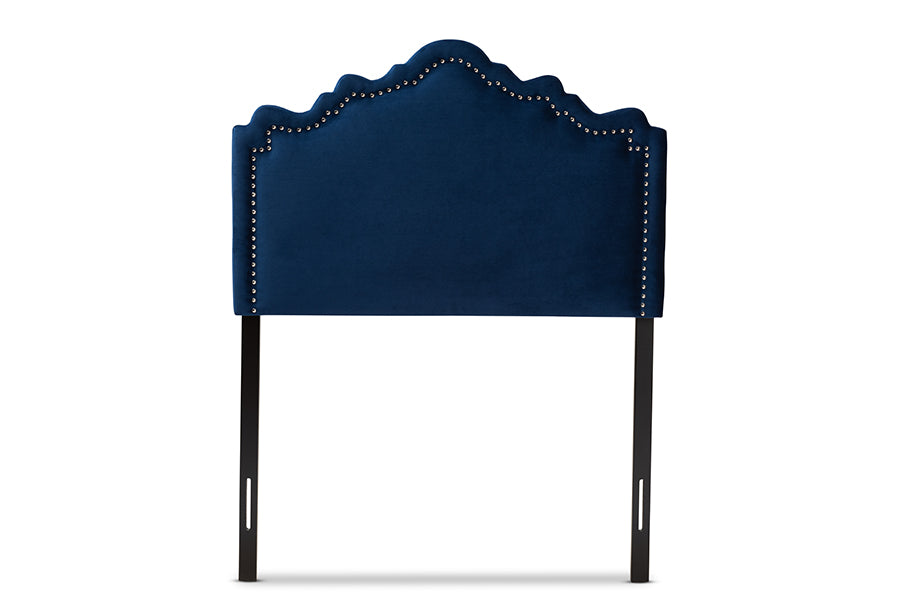 baxton studio nadeen modern and contemporary royal blue velvet fabric upholstered twin size headboard | Modish Furniture Store-3