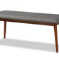 baxton studio flora ii mid century modern dark grey fabric upholstered medium oak finished wood dining bench | Modish Furniture Store-2