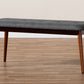 Baxton Studio Flora II Mid-Century Modern Dark Grey Fabric Upholstered Medium Oak Finished Wood Dining Bench | Modishstore | Stools & Benches