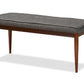 baxton studio itami mid century modern dark grey fabric upholstered medium oak finished wood dining bench | Modish Furniture Store-2