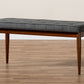 Baxton Studio Itami Mid-Century Modern Dark Grey Fabric Upholstered Medium Oak Finished Wood Dining Bench | Modishstore | Stools & Benches