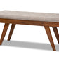 baxton studio alona mid century modern light grey fabric upholstered wood dining bench | Modish Furniture Store-2