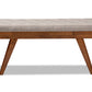 baxton studio alona mid century modern light grey fabric upholstered wood dining bench | Modish Furniture Store-3