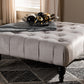 Baxton Studio Keswick Transitional Grey Velvet Fabric Upholstered Button Tufted Cocktail Ottoman | Modishstore | Ottomans
