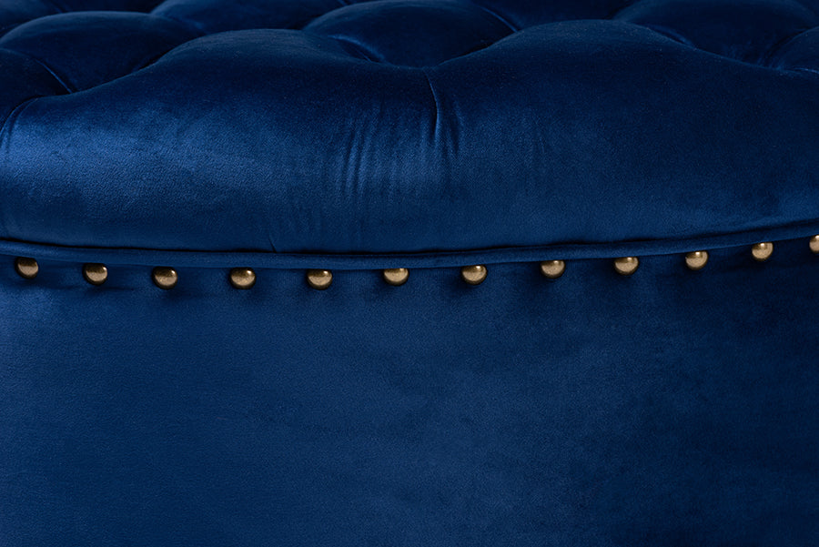 baxton studio iglehart modern and contemporary royal blue velvet fabric upholstered tufted cocktail ottoman | Modish Furniture Store-3