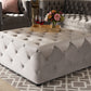 Baxton Studio Calvetti Modern and Contemporary Slate Gray Velvet Fabric Upholstered Button-Tufted Cocktail Ottoman | Modishstore | Ottomans