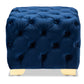 baxton studio avara glam and luxe royal blue velvet fabric upholstered gold finished button tufted ottoman | Modish Furniture Store-3