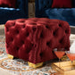 Baxton Studio Avara Glam and Luxe Burgundy Velvet Fabric Upholstered Gold Finished Button Tufted Ottoman | Modishstore | Ottomans
