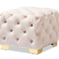 baxton studio avara glam and luxe light beige velvet fabric upholstered gold finished button tufted ottoman | Modish Furniture Store-2