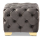 baxton studio avara glam and luxe gray velvet fabric upholstered gold finished button tufted ottoman | Modish Furniture Store-3
