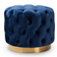 baxton studio valeria glam royal blue velvet fabric upholstered gold finished button tufted ottoman | Modish Furniture Store-2