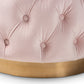 baxton studio valeria glam light pink velvet fabric upholstered gold finished button tufted ottoman | Modish Furniture Store-3
