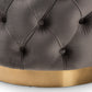 baxton studio valeria glam gray velvet fabric upholstered gold finished button tufted ottoman | Modish Furniture Store-3