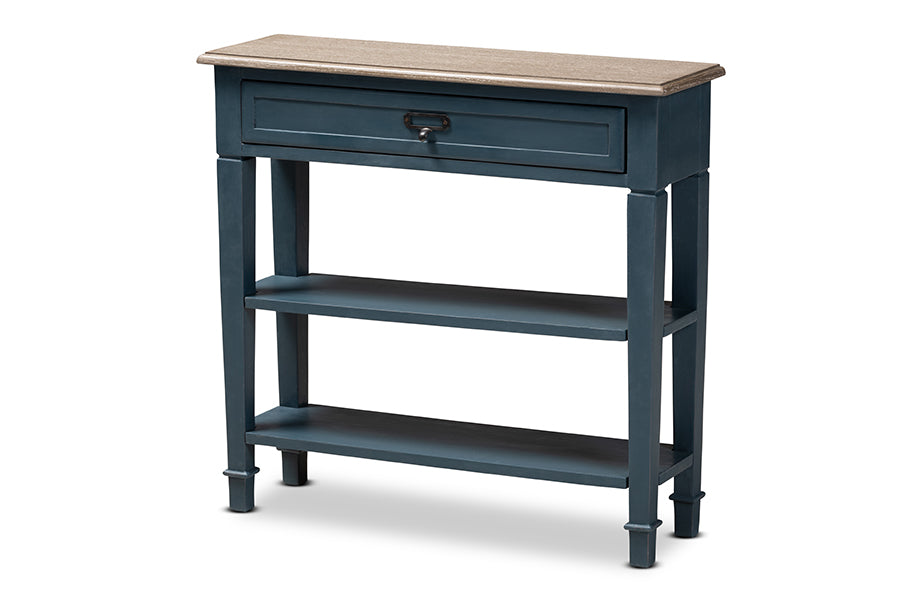 baxton studio dauphine french provincial blue spruce fiinished wood accent console table | Modish Furniture Store-2