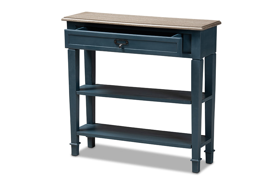 baxton studio dauphine french provincial blue spruce fiinished wood accent console table | Modish Furniture Store-3