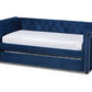 baxton studio mabelle modern and contemporary navy blue velvet upholstered daybed with trundle | Modish Furniture Store-2