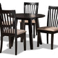 baxton studio maisie modern and contemporary sand fabric upholstered and dark brown finished wood 5 piece dining set | Modish Furniture Store-2