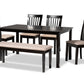baxton studio minette modern and contemporary sand fabric upholstered and dark brown finished wood 6 piece dining set | Modish Furniture Store-2