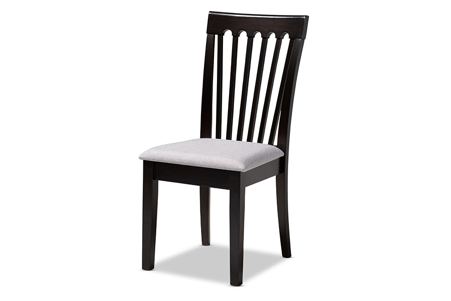Baxton Studio Minette Modern and Contemporary Gray Fabric Upholstered Espresso Brown Finished Wood Dining Chair Set of 4 | Modishstore | Dining Chairs - 2