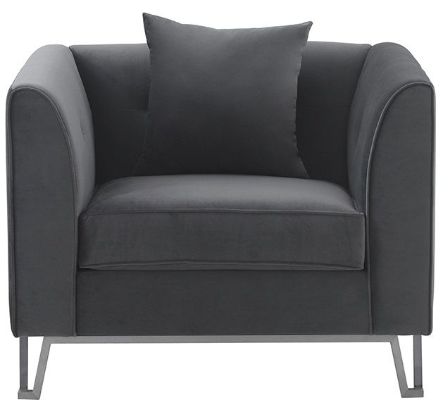 Everest 2 Piece Gray Fabric Upholstered Sofa & Chair Set By Armen Living | Sofas |  Modishstore  - 6