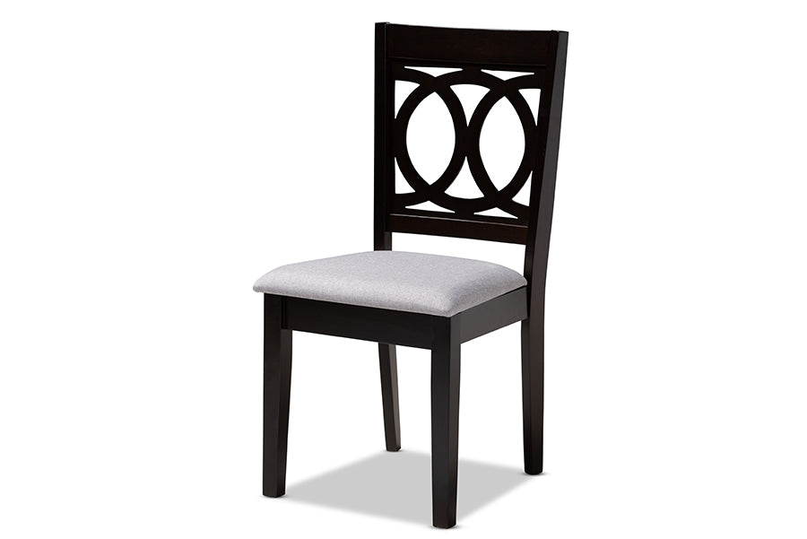 baxton studio bennett modern and contemporary grey fabric upholstered and dark brown finished wood 6 piece dining set | Modish Furniture Store-3