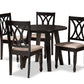baxton studio millie modern and contemporary sand fabric upholstered and dark brown finished wood 5 piece dining set | Modish Furniture Store-2