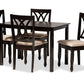 baxton studio reneau modern and contemporary sand fabric upholstered espresso brown finished wood 5 piece dining set | Modish Furniture Store-2