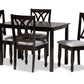 baxton studio reneau modern and contemporary gray fabric upholstered espresso brown finished wood 5 piece dining set | Modish Furniture Store-2