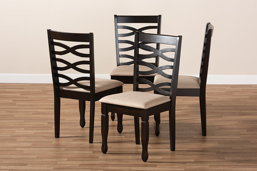 Baxton Studio Lanier Modern Brown Finished Wood Dining Chair Set of 4 | Dining Chairs | Modishstore - 3