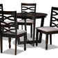 baxton studio leda modern and contemporary grey fabric upholstered and dark brown finished wood 5 piece dining set | Modish Furniture Store-2